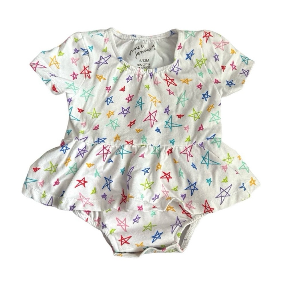 June & January Rainbow Stars Skirted Leotard | 6/12M